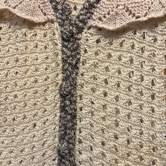 BKE Women's Shawl Collar Sweater Crochet Knit Long Sleeve Sz XL Cottage Core - Picture 9 of 16